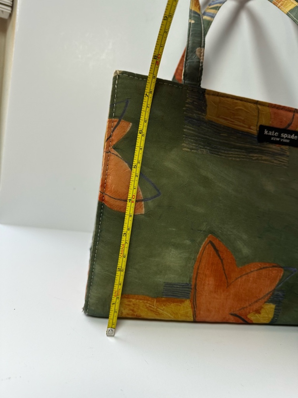 kate spade Green Orange Yellow Floral Watercolor Style Print Tote - Picture 4 of 11